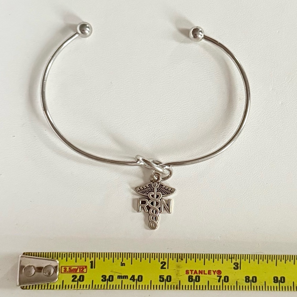 ⚕️RN Charm Open Bangle Silver Tone - Picture 10 of 10
